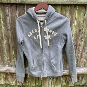 Grey Zip Up Hoodie - Abercrombie & Fitch - sz M